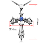 925 Silver Bat and Cross Pendant